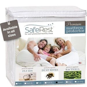 SafeRest Terry Cotton Zippered Mattress Protector for Bed, Queen - 15-18" Deep